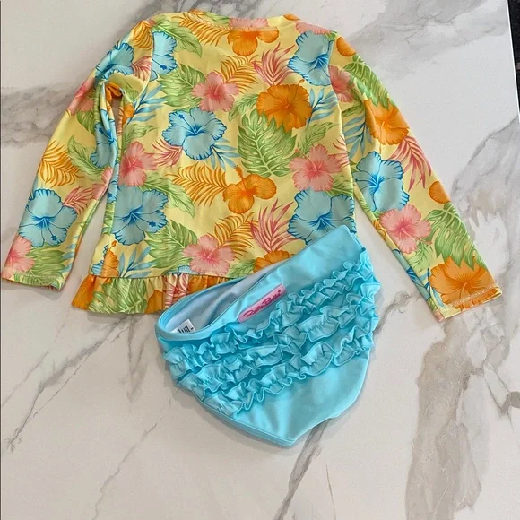 Rufflebutts Happy Hula Rash Guard 2-piece size 5 - Picture 2 of 4
